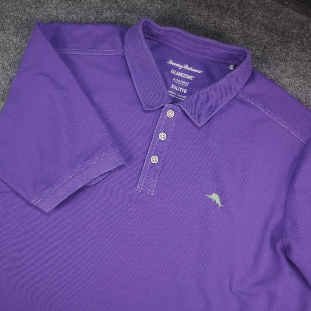 Tommy Bahama Polo Mens 2XL IslandZone Purple Solid Supima Cotton Coastal Golf